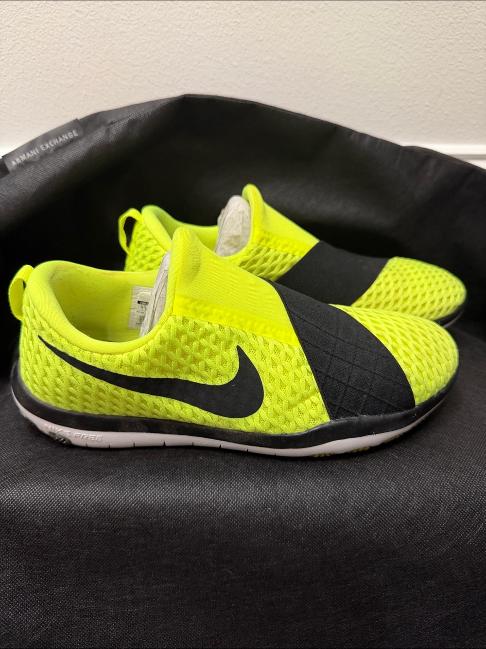 Nike Kids Neon Yellow and Black Slip-On Sneakers